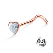 Heart Stone Silver Curved Nose Stud NSKB-786 (0.8mm)